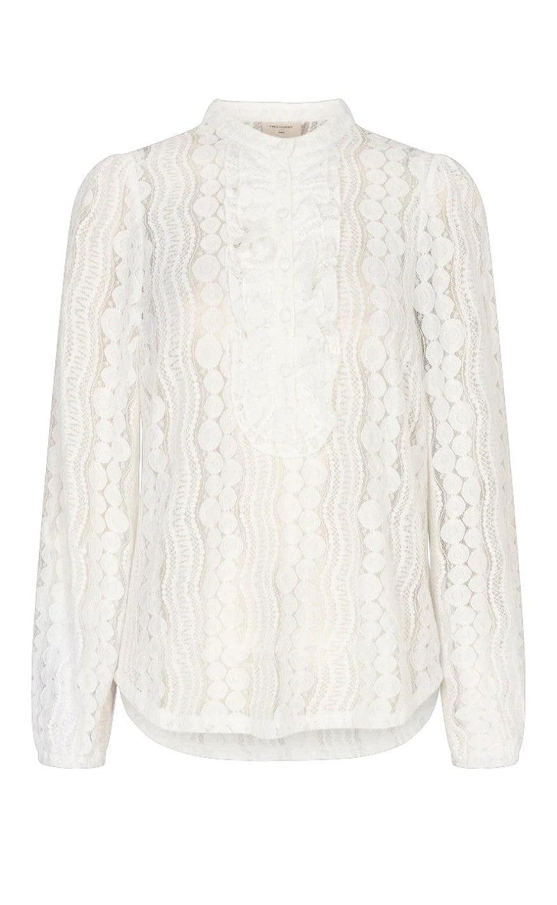 Freequent Bluse - Gro - Off White