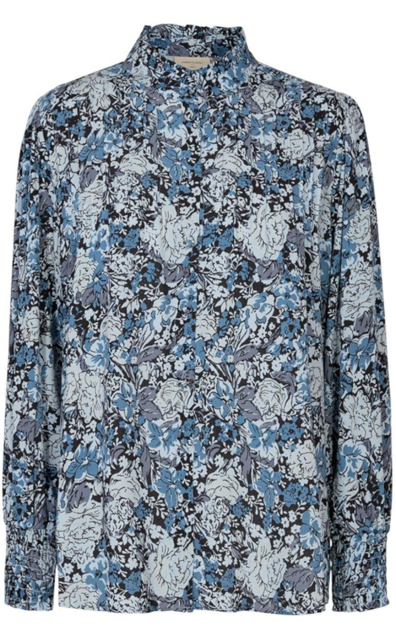 Freequent Bluse - Muna - Chambray Blue Mix