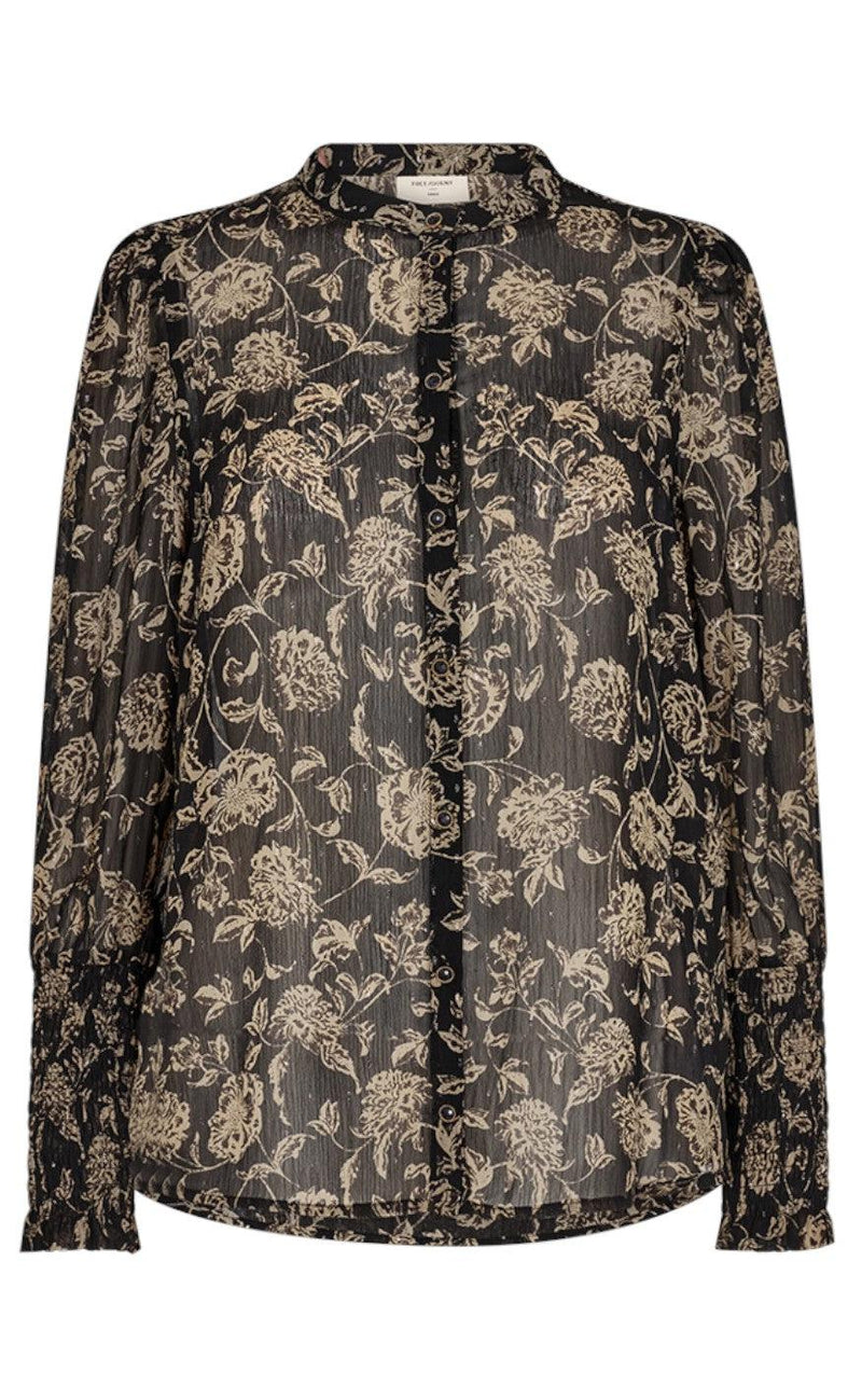 Freequent Bluse - Olona - Black With Walnut