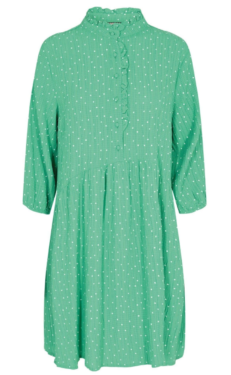 Freequent Kjole - Dotted - Ming Green