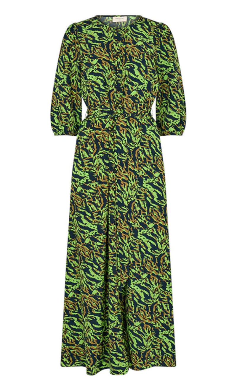 Freequent Kjole - LeSandra - Lime Green W. Black