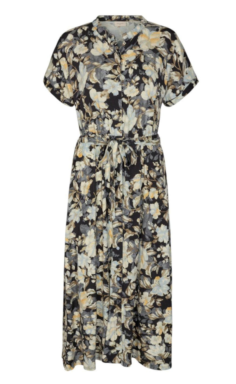 Freequent Kjole - Prue Button Ecovero - Blue Mix