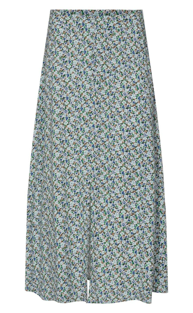 Freequent Nederdel - Agnes - Chambray Blue Mix