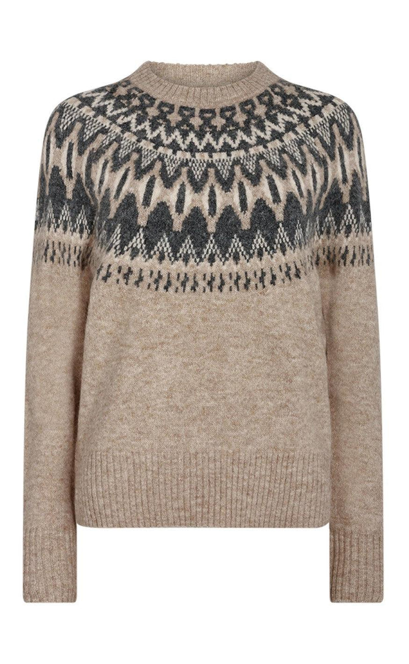 Freequent Pullover - Merla - Silver Mink With Grey Mel