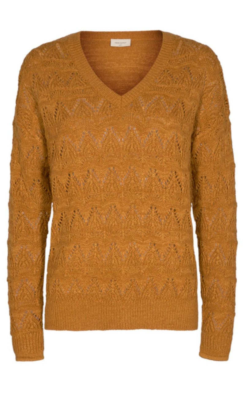 Freequent Pullover - Tina - Bone Brown Melange