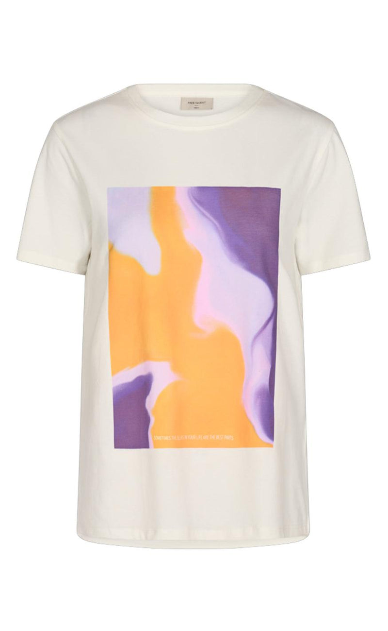 Freequent T-shirt - Fenjal - Offwhite w. Royal Lilac