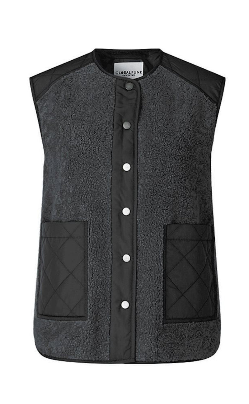 Global Funk Vest - Vinson Teddy - Grey Black Mix