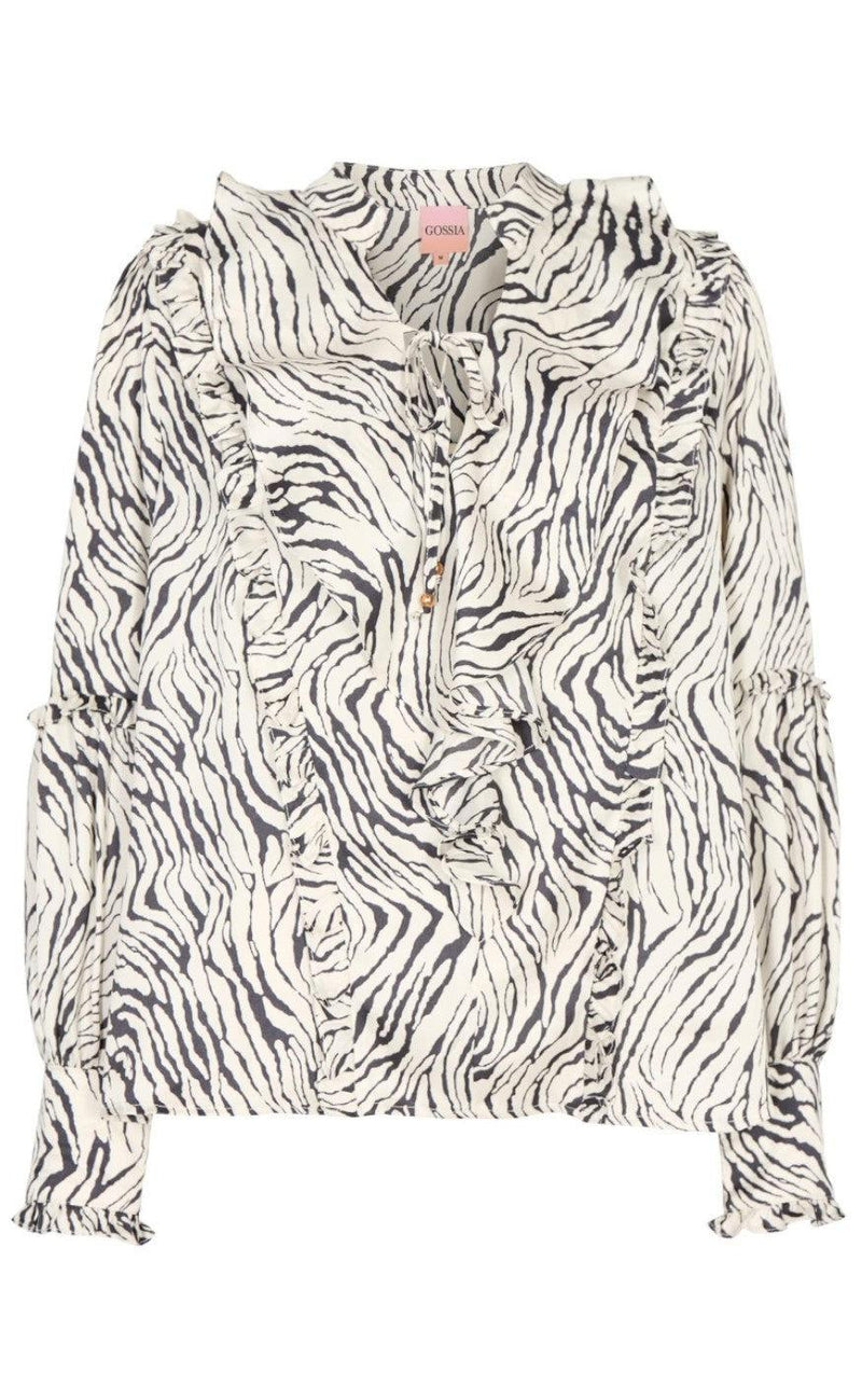 Gossia Bluse - Maline - Chargoal Creme Zebra