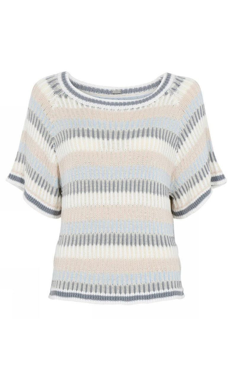 Gustav bluse - Helmi Striped Knit Cape - Blue/Pearl