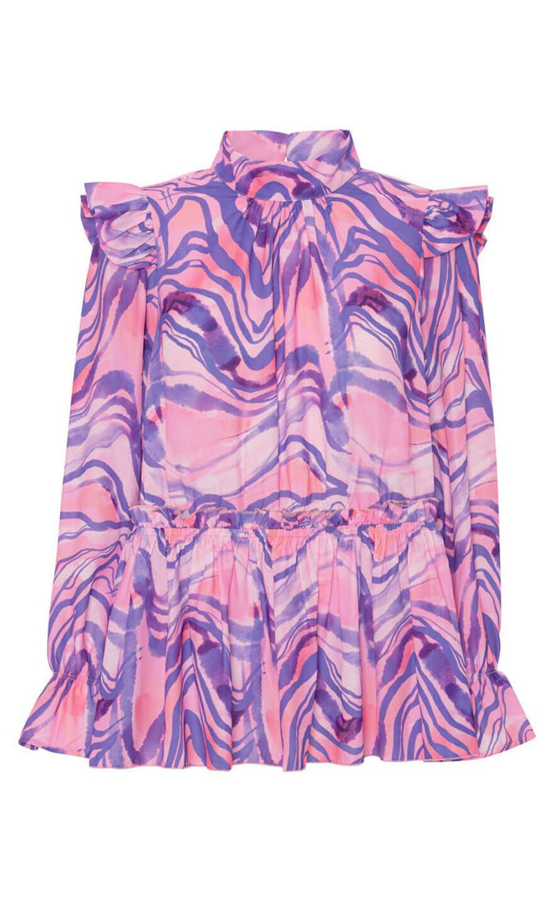 Hunkøn Bluse - Monique - Pink Swirl Art Print