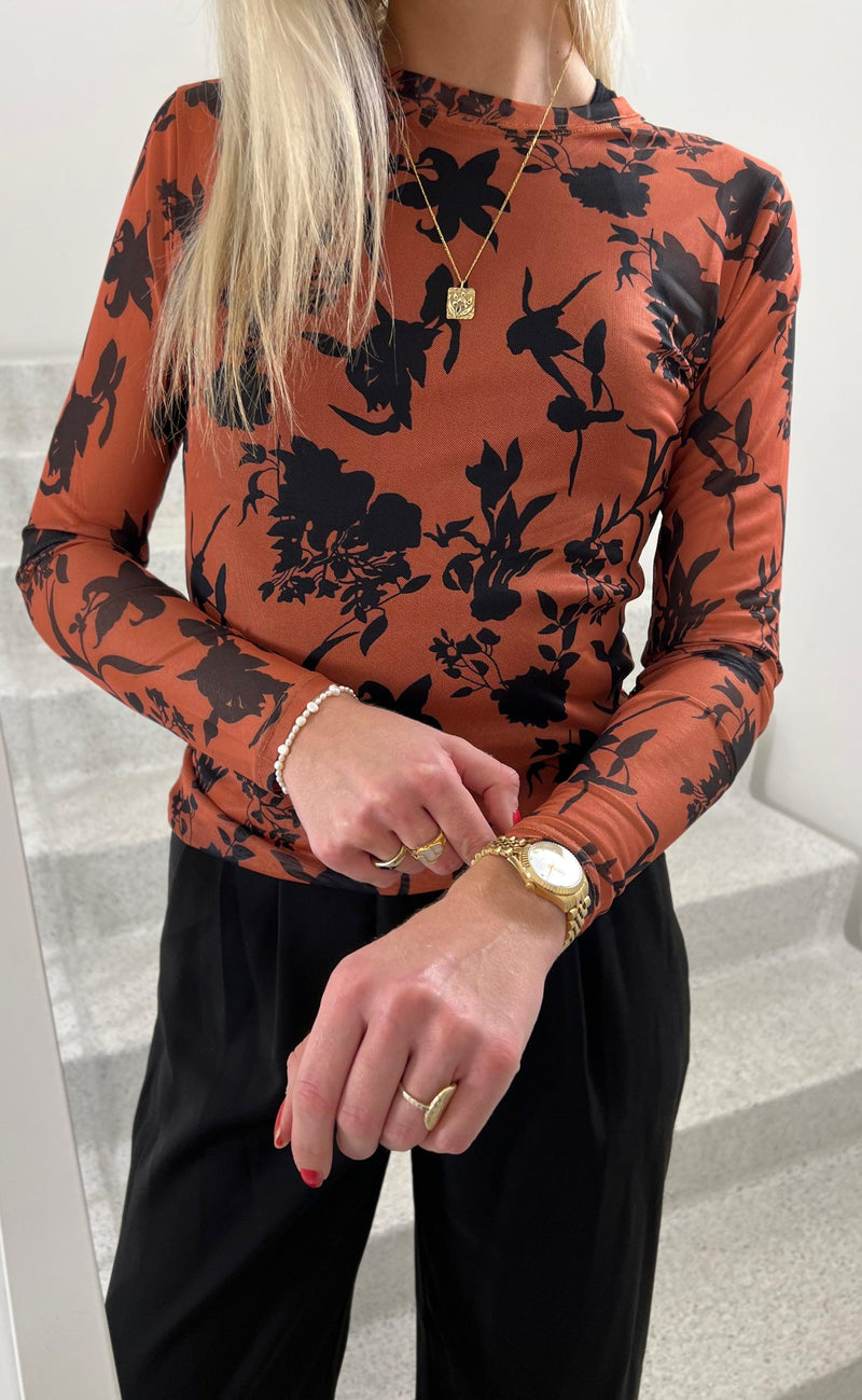 INA Copenhagen Bluse - Claura - Brown Leaf