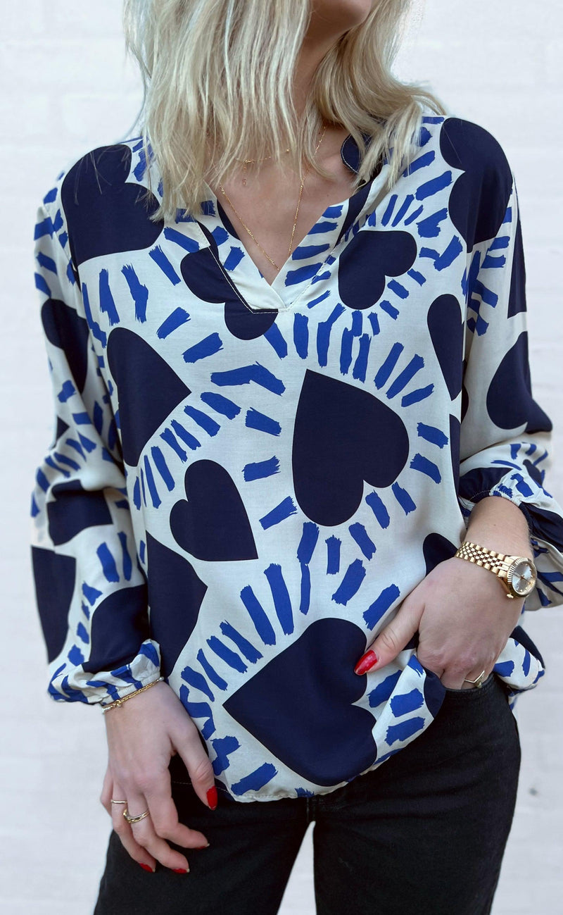 INA Copenhagen Bluse - Vera - Navy Heart
