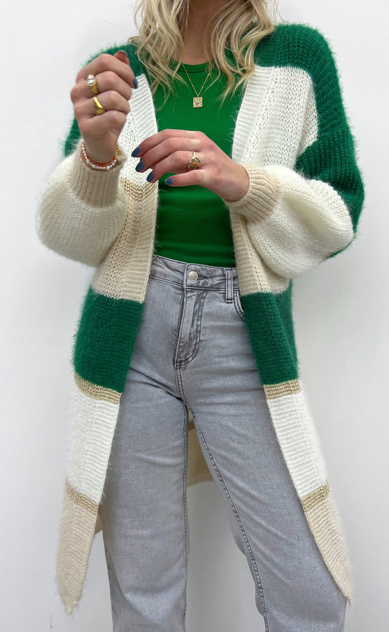 INA Copenhagen Cardigan - Merle - Green Stripes