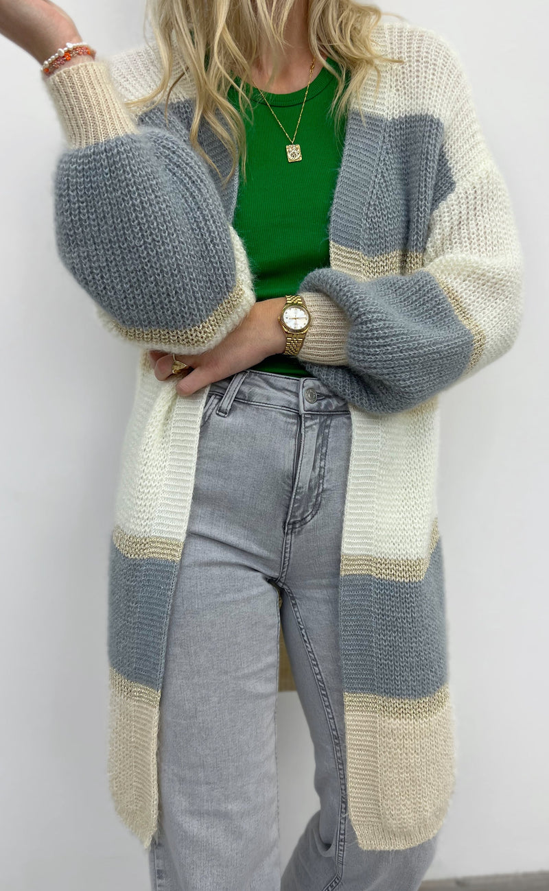 INA Copenhagen Cardigan - Merle - Grey Stripes