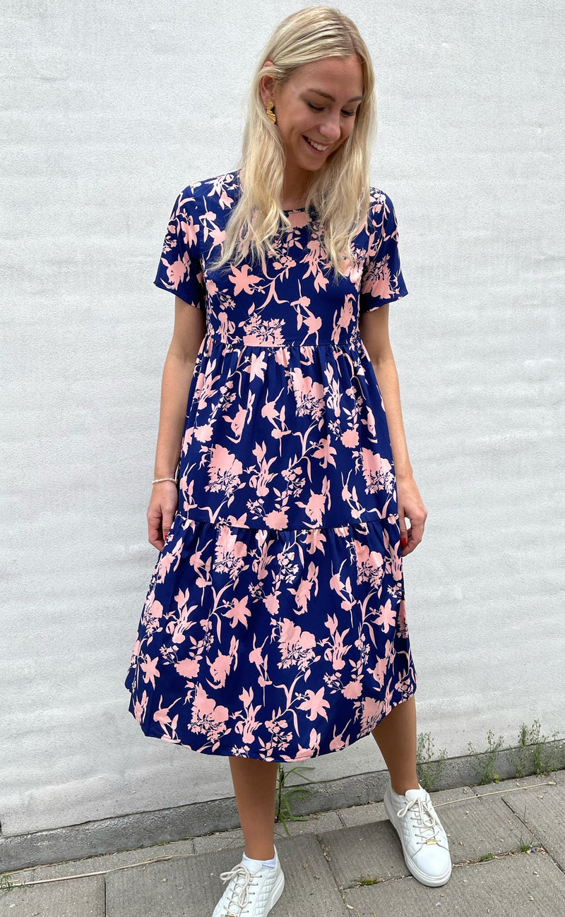 INA Copenhagen Kjole - Selma - Navy / Rose Flower