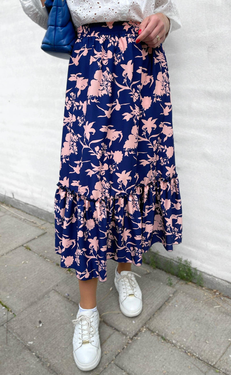 INA Copenhagen Nederdel - Hanna - Navy / Rose Flower