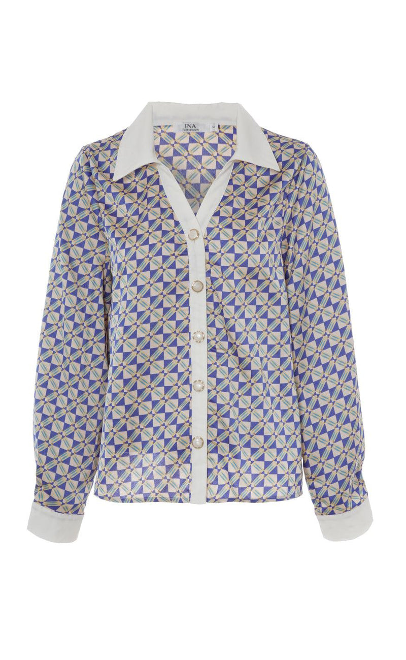 INA Copenhagen Skjorte - Nora - Graphic Blue