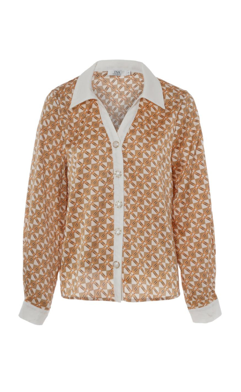 INA Copenhagen Skjorte - Nora - Graphic Brown