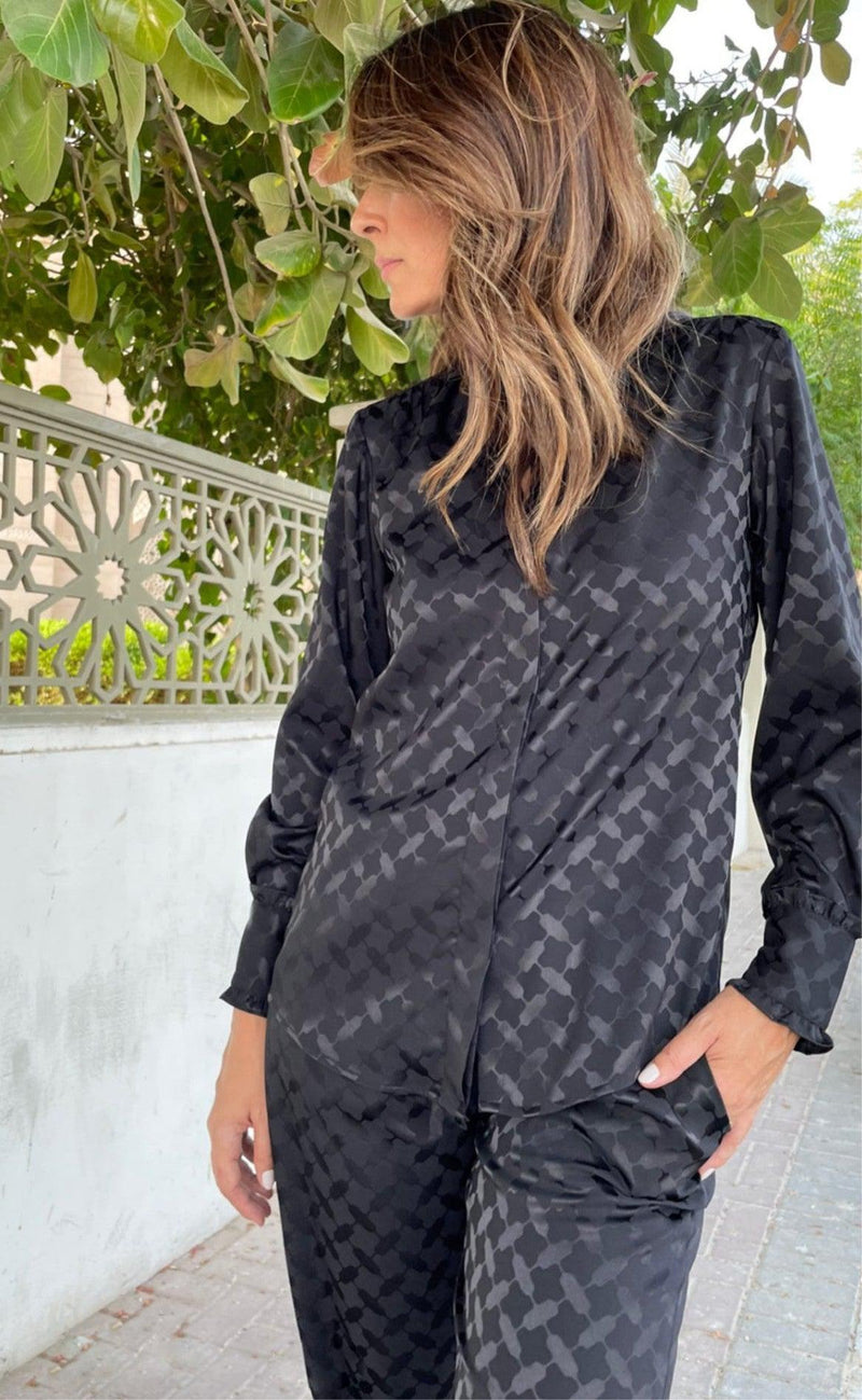 Karmamia Copenhagen Skjorte - Trinity - Black Keffiyeh Jacquard