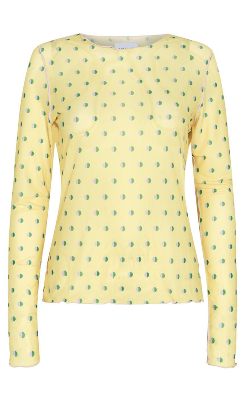 Liberte Bluse - Mesh - Lavender Green Yellow Dot