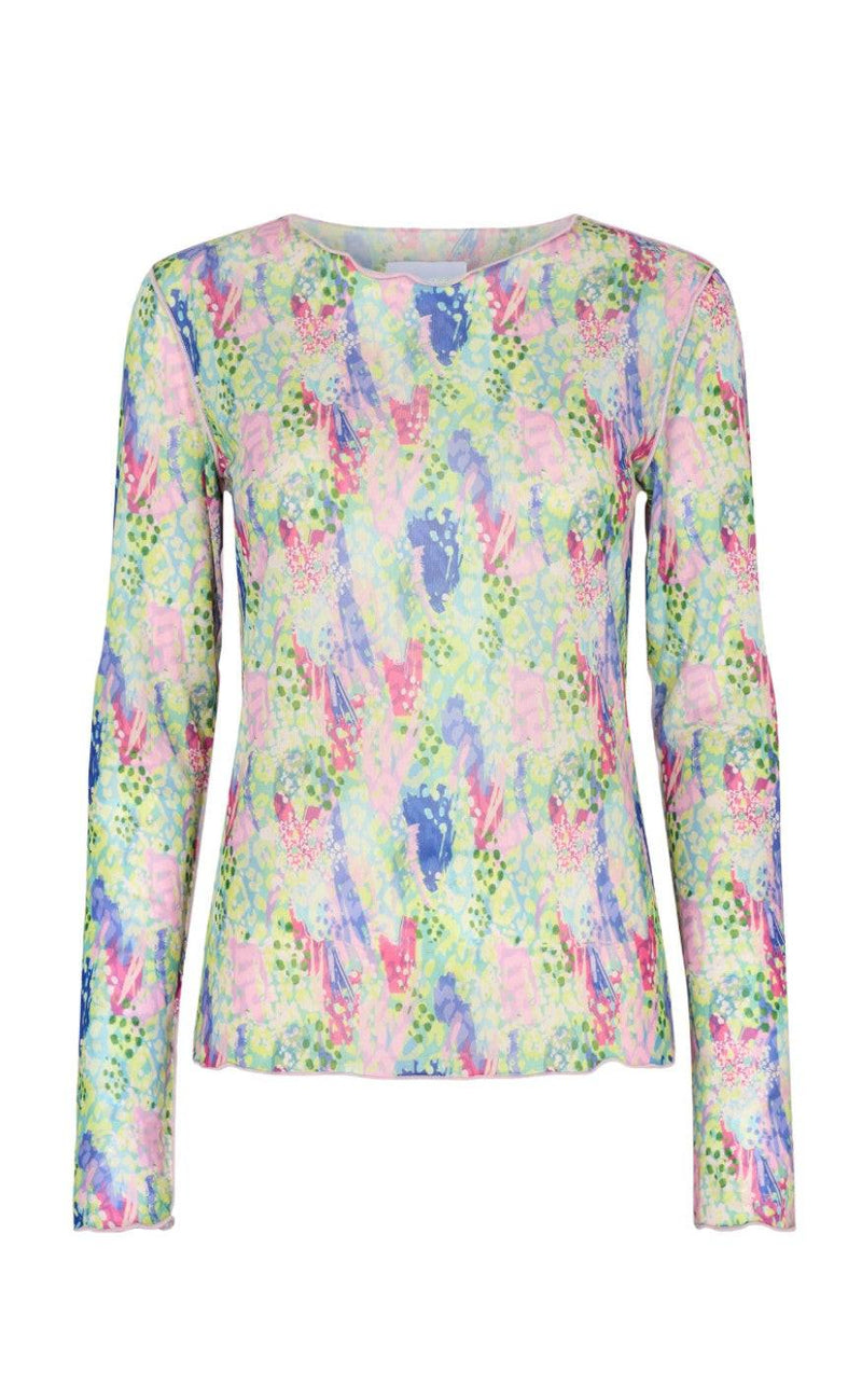 Liberte Bluse - Mesh - Limegreen Pastel leo