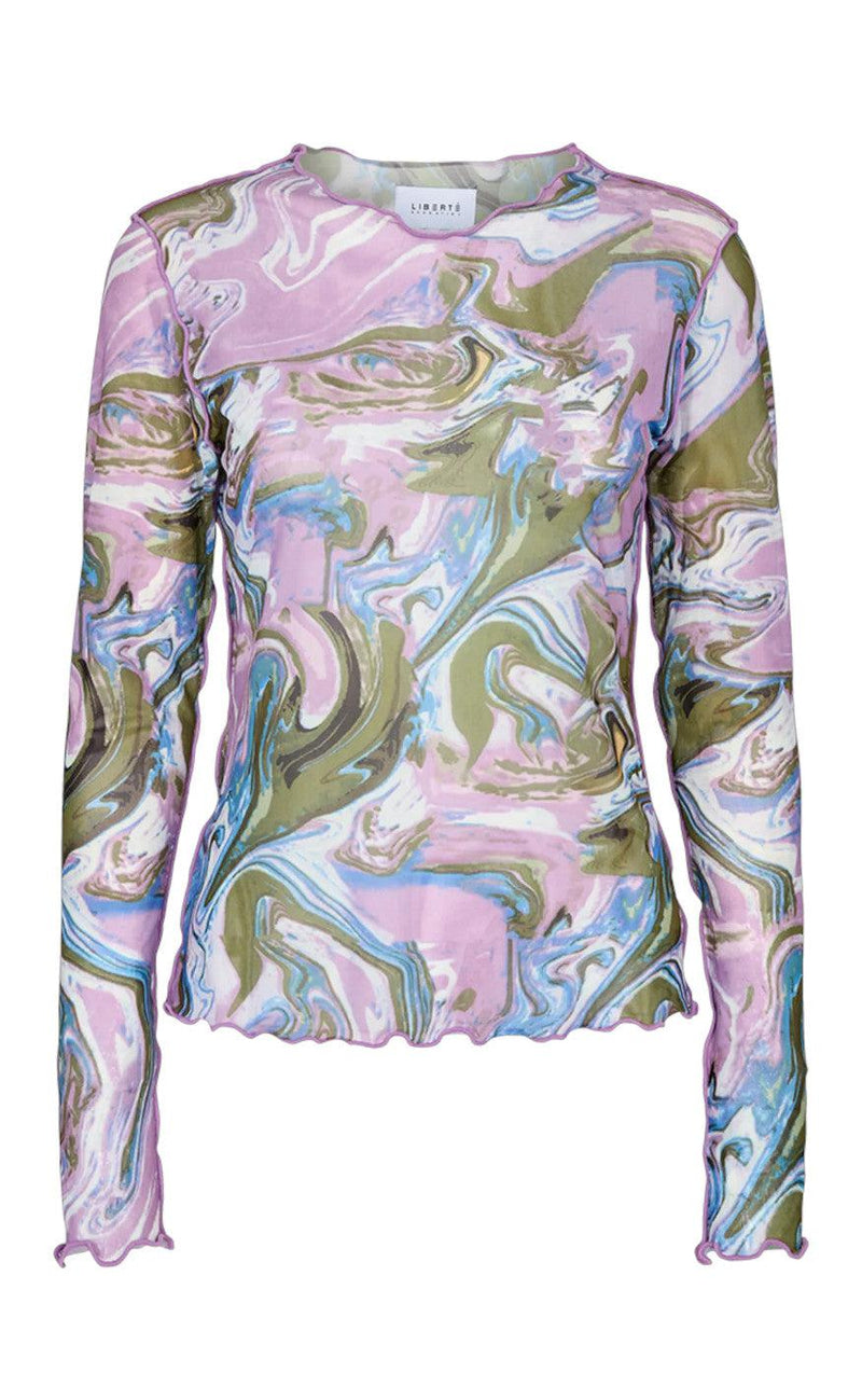 Liberte Bluse - Mesh - Purple Army Marble