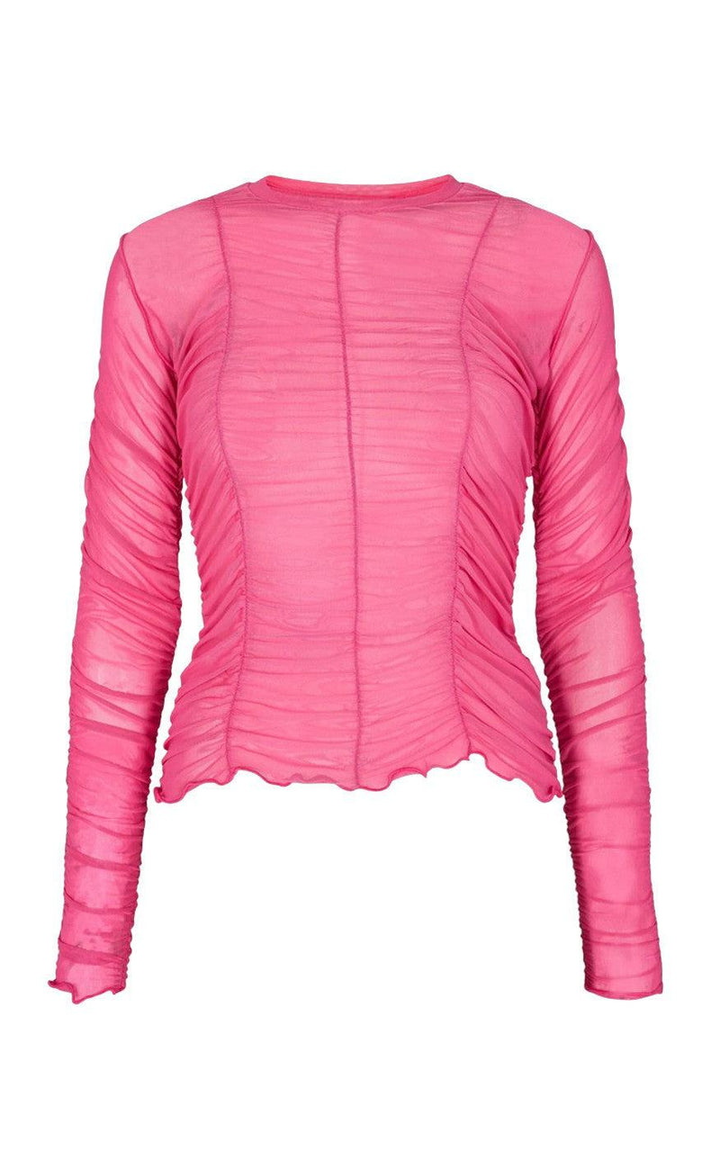Liberte Bluse - Mesh Wrinkle - Pink
