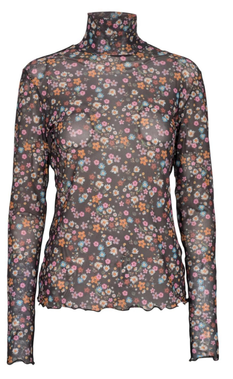 Liberte Highneck Bluse - Mesh - AW Flower