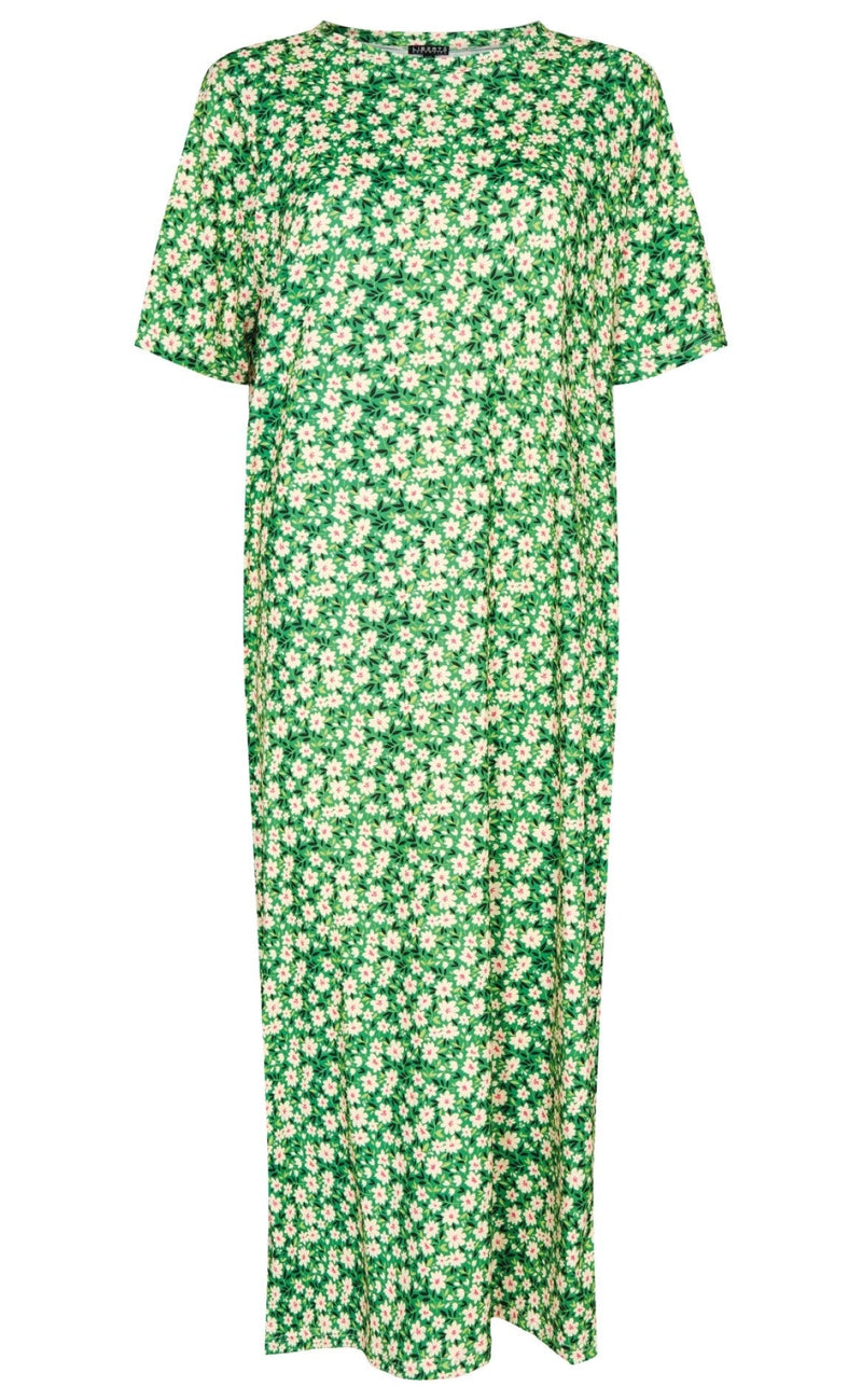Liberte Kjole - Alma - Green Flower