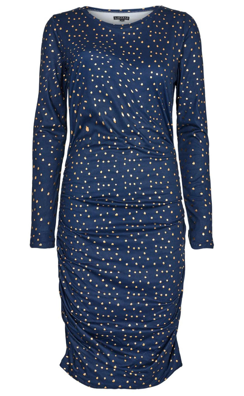 Liberte Kjole - Alma - Navy Gold Dot