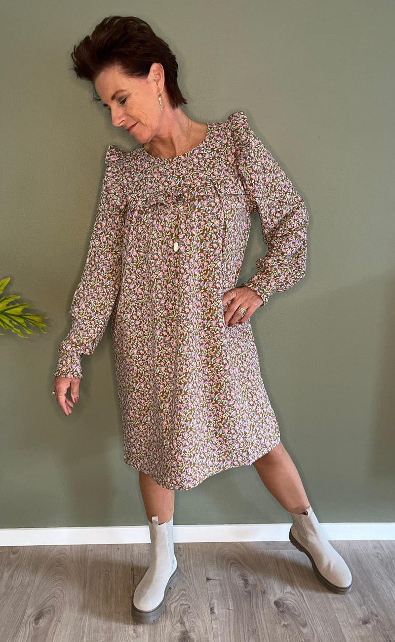 Liberte Kjole - Heather - Pink Brown Flower
