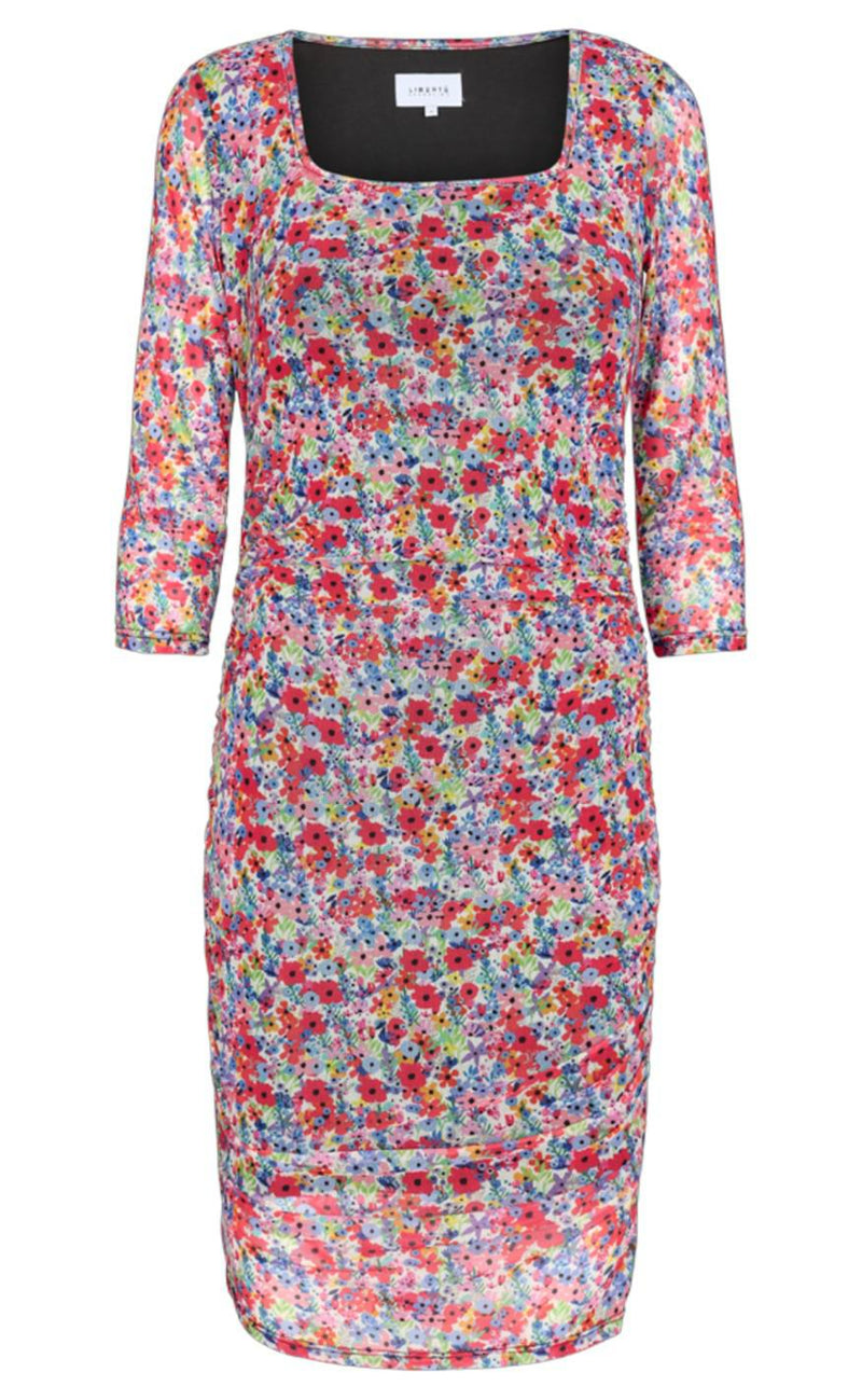 Liberte Kjole - Mesh Slim - Red Flowers