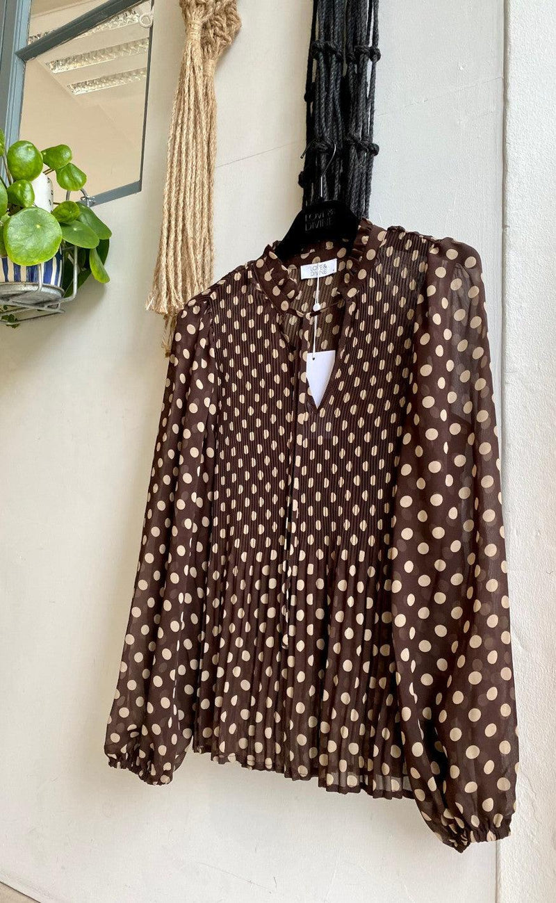 Love & Divine Bluse - Love695 - Chocolate/Dot