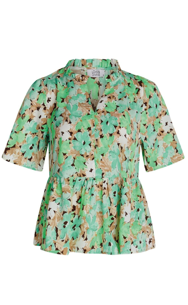 Love & Divine Bluse - Love749-2 - Green Flower