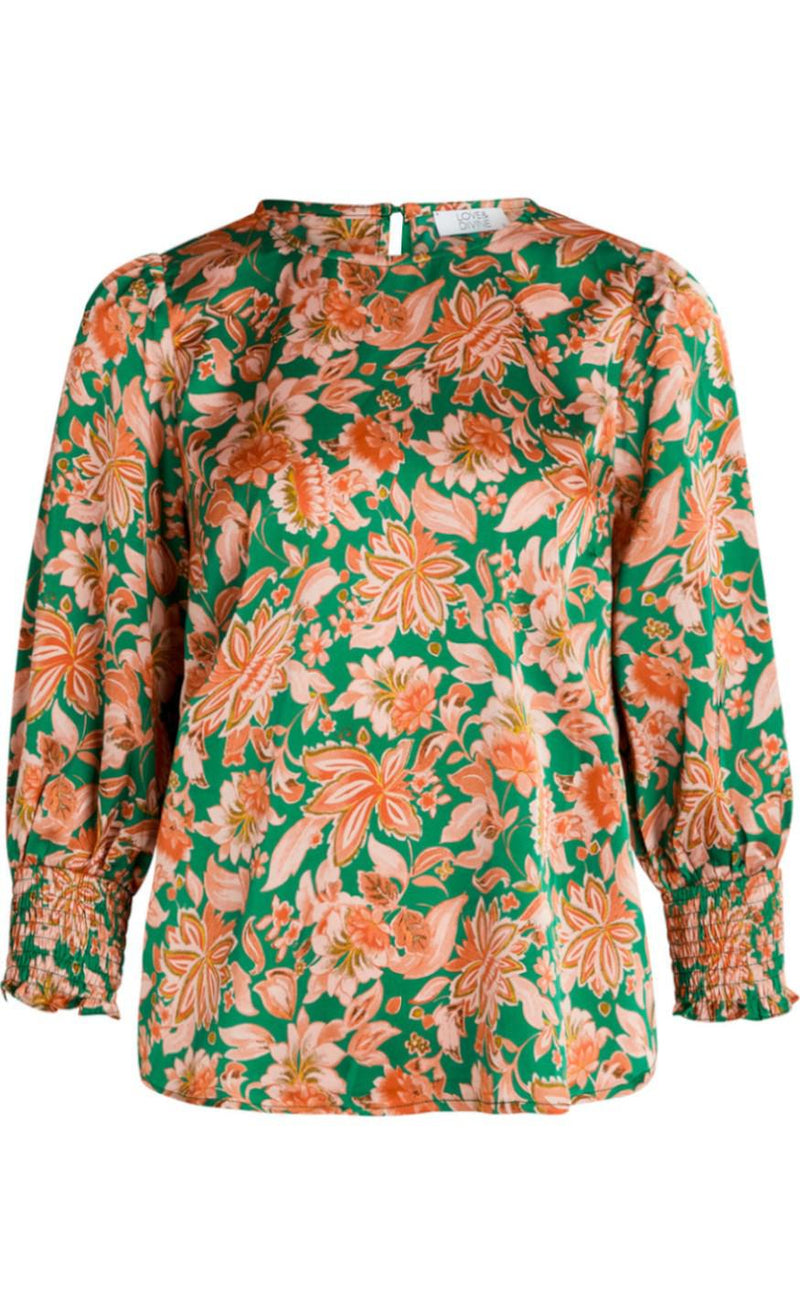 Love & Divine Skjorte - Love915-2 - Green Flower