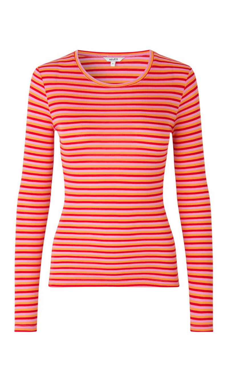 MbyM Bluse - Lilita - Red Nectarine Pink Stripe