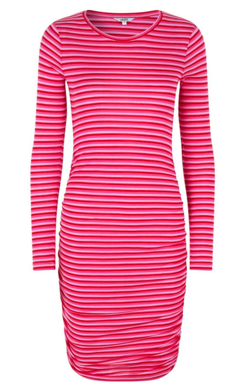 MbyM Kjole - Faustine - Fuchsia Fedora Red Stripe