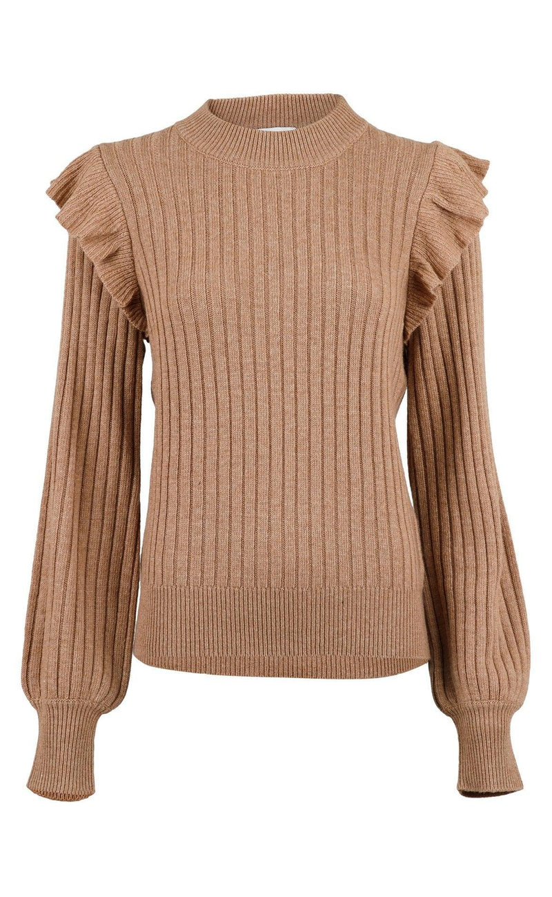 NEO NOIR Bluse - Wanda Knit - Brown Melange