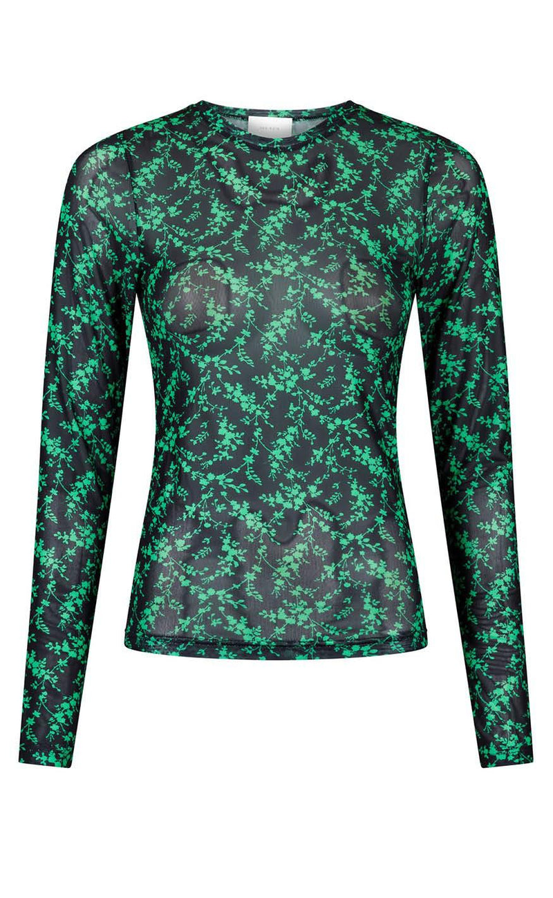 Neo Noir Bluse - Ella Flower - Green