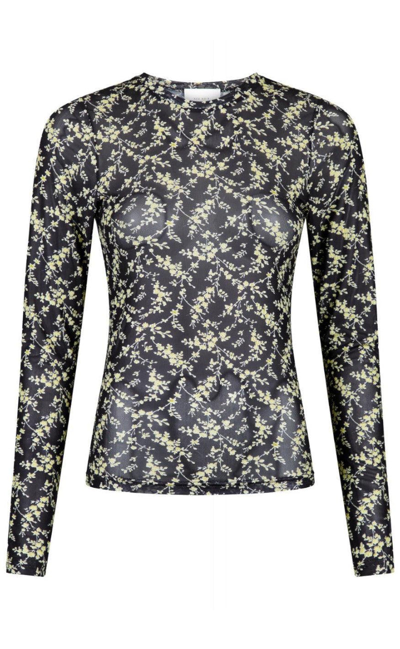 Neo Noir Bluse - Ella Flower - Yellow