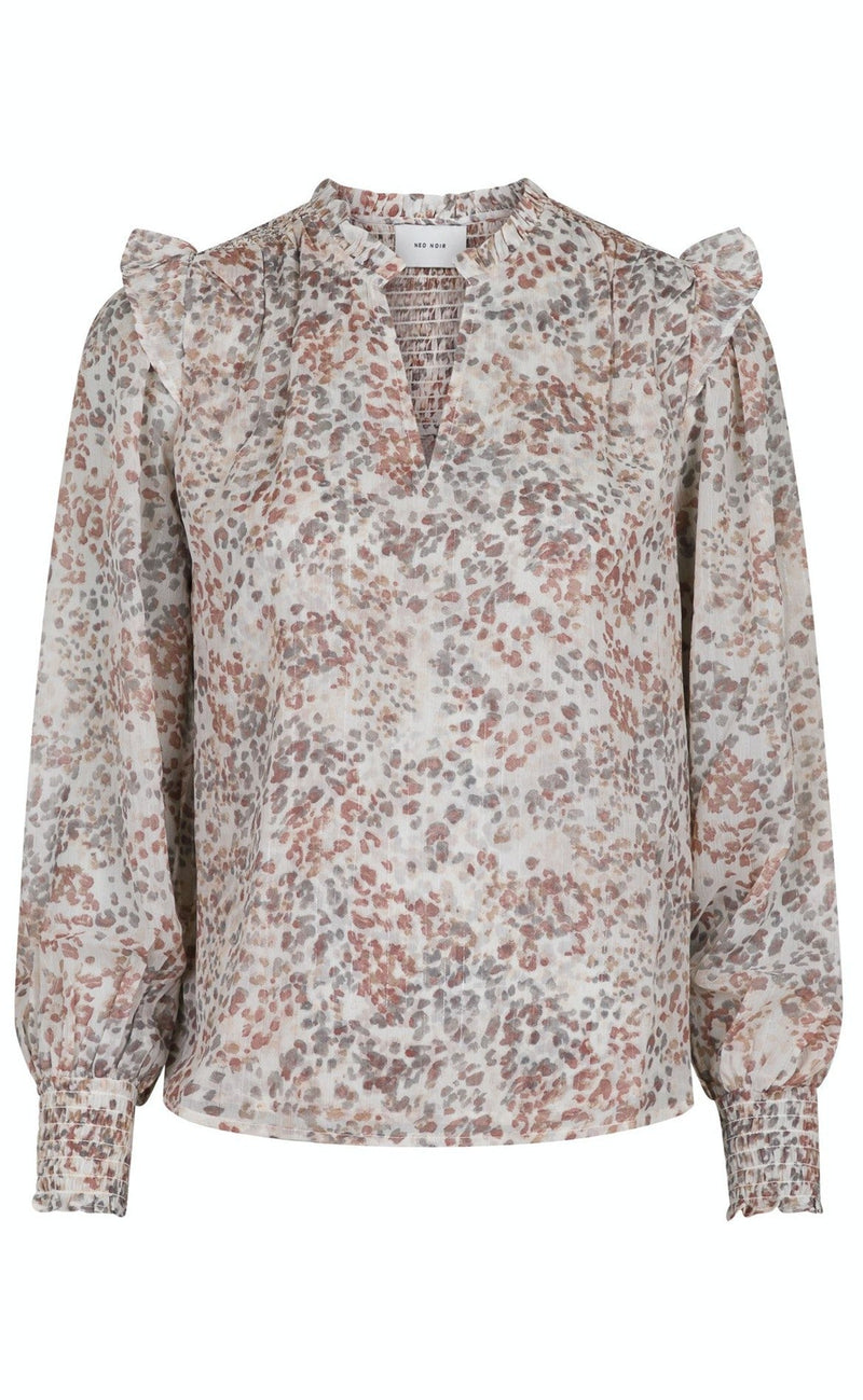 Neo Noir Bluse - Filja Faded Leo - Off White