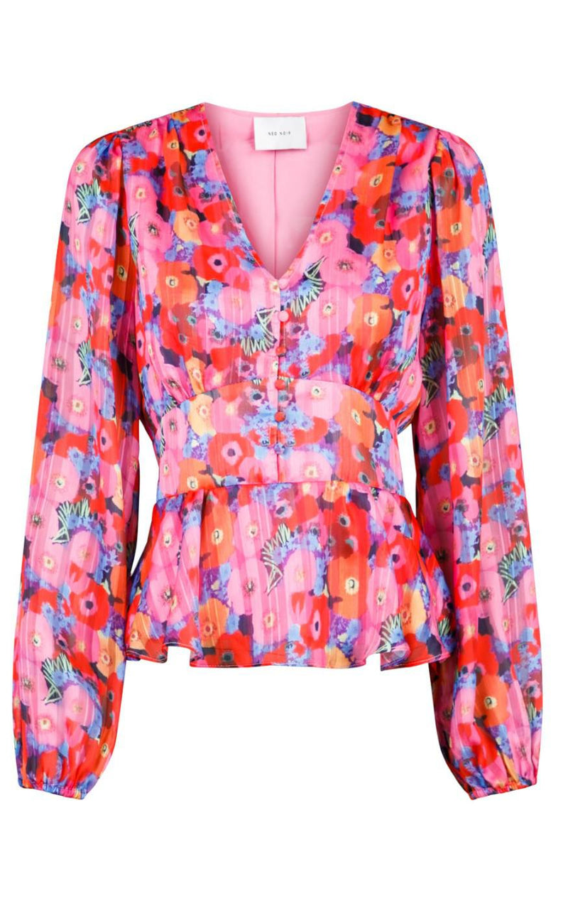 Neo Noir Bluse - Meryl Magical Flower - Pink