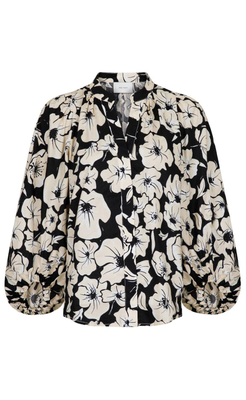 Neo Noir Bluse - Nara Arty Flower - Black