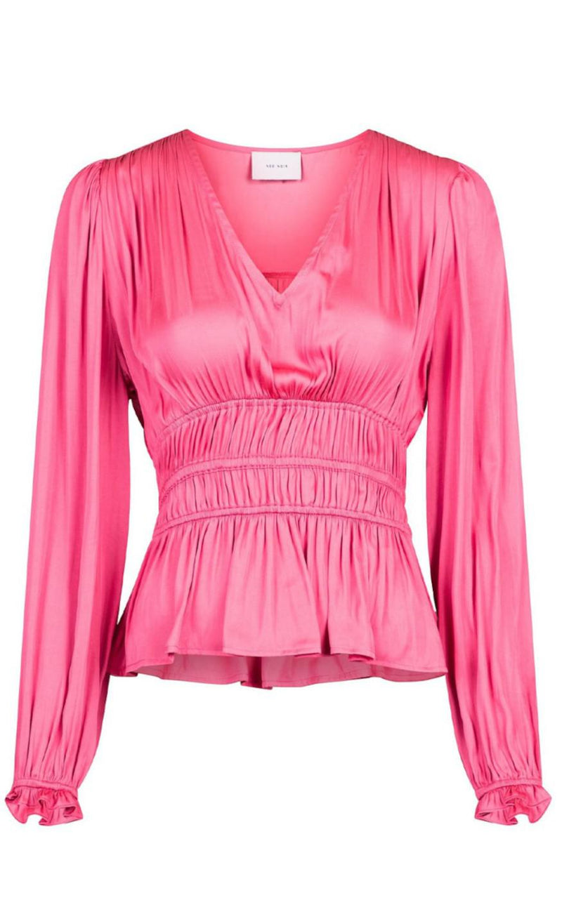 Neo Noir Bluse - Star Sateen - Fuchsia