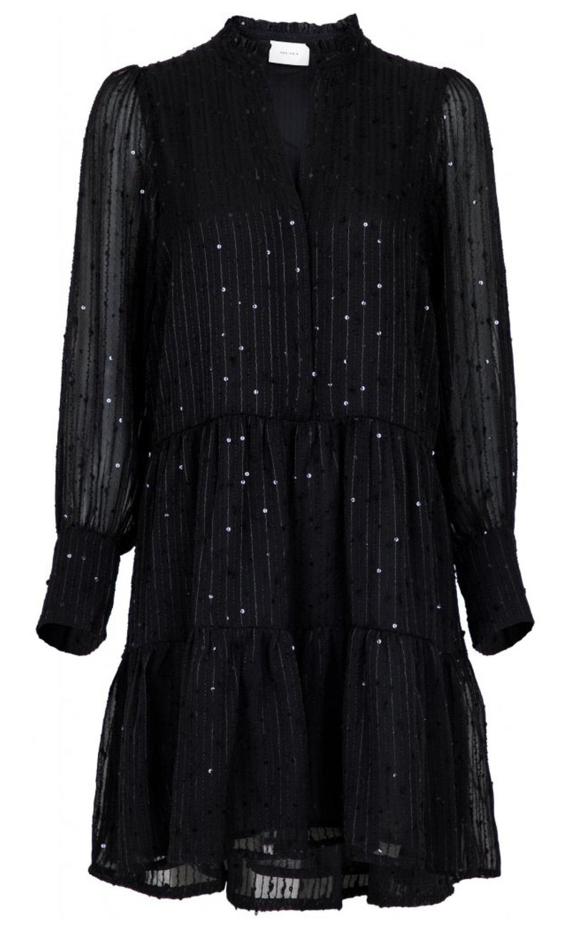 Neo Noir Kjole - Frei Glitter Stripe - black