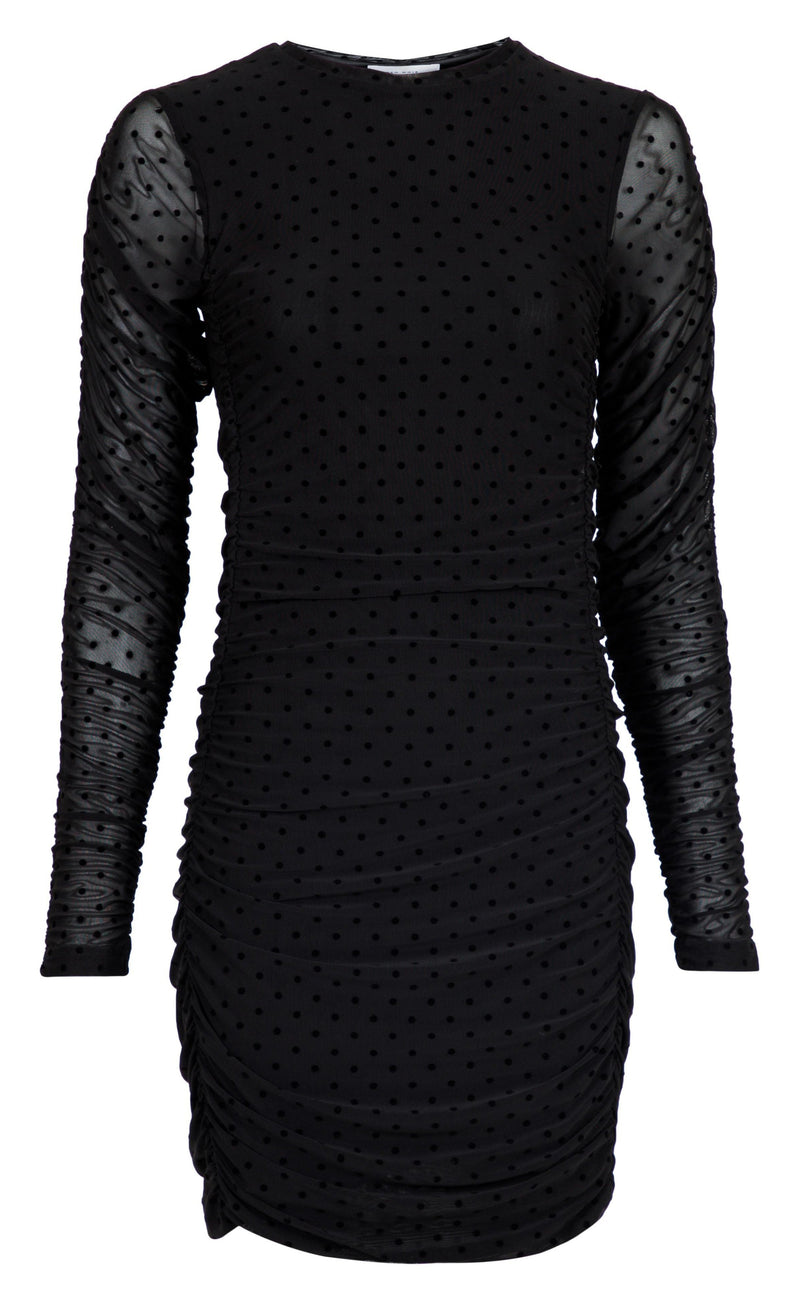 Neo Noir Kjole - Helia Mesh Dot - Black