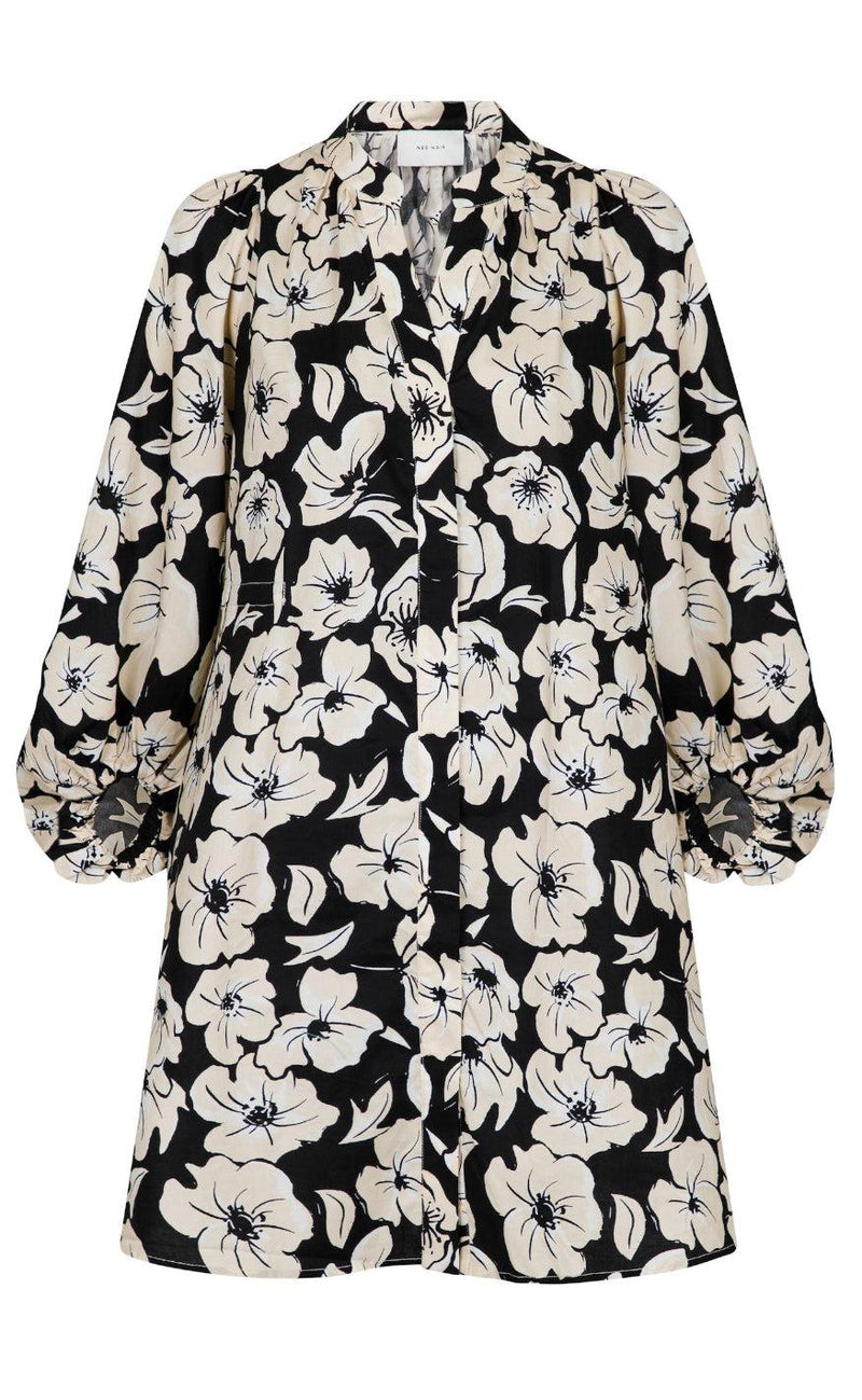 Neo Noir Kjole - Reba Arty Flower - Black
