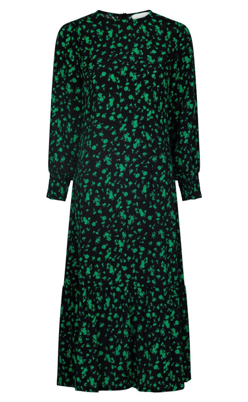 Neo Noir Kjole - Vika Shade - Green Flower