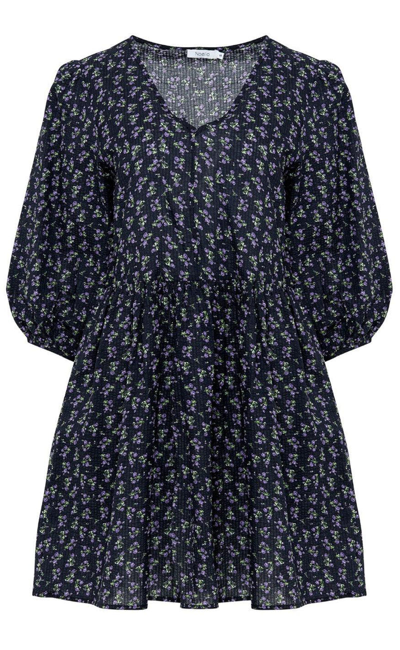 Noella Kjole - Farris - Navy/Lilac Flower