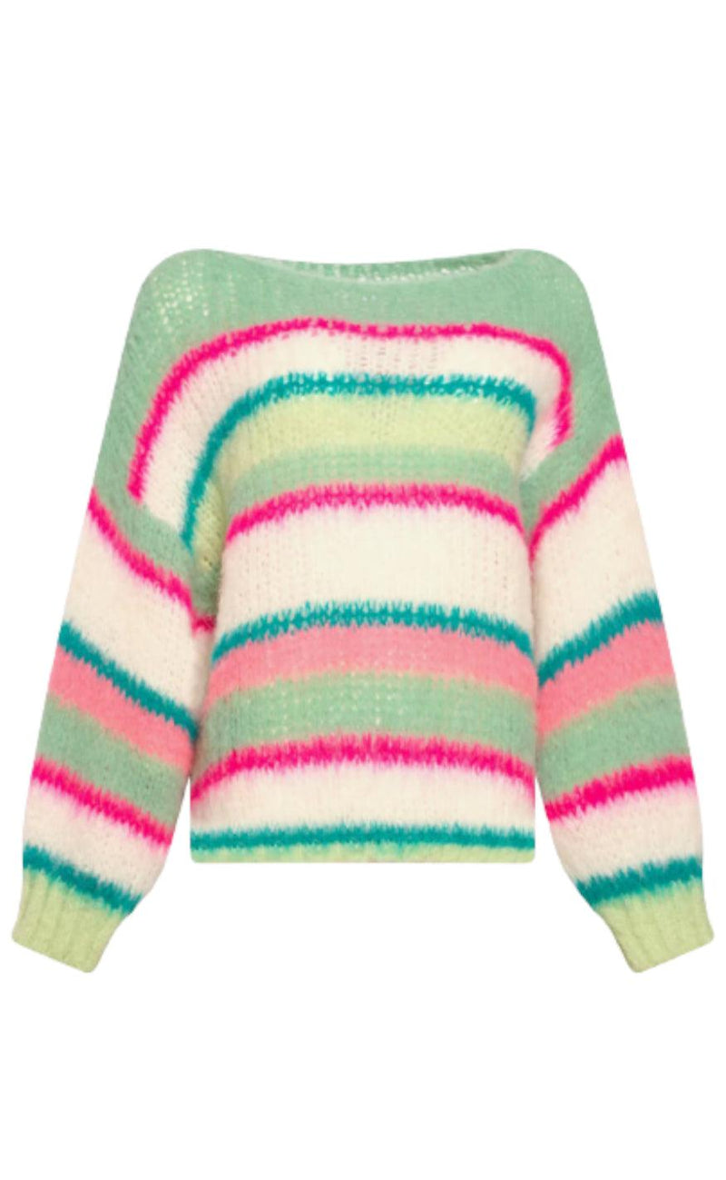 Noella Sweater - Ella - Green/Pink/White mix